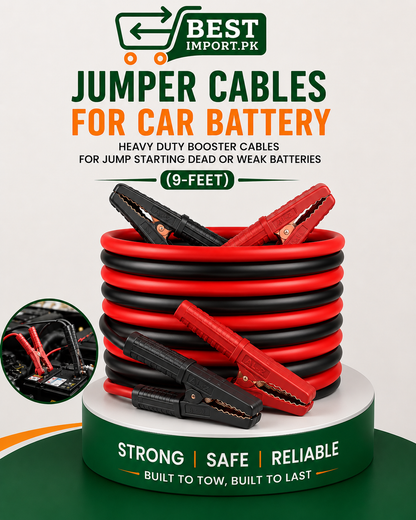 Jumper Cables for Car Battery, Heavy Duty Booster Cables for Jump Starting Dead or Weak Batteries (9-Feet)