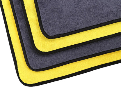 Best Import Pack of 5 Microfiber Cleaning Cloths 600GSM (40 x 40cm) – Thick Quick Drying Auto Detailing & Polishing Towels (Grey-Yellow)
