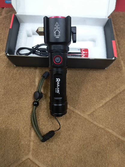 RUILANG RL-2210 Emergency Tactical Flashlight – Rechargeable LED Torch with Power Bank, Seatbelt Cutter & Glass Breaker | Long Range Zoom Light