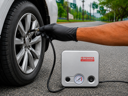 Toyota 12V Tire Inflator 80 PSI – Fast Portable Air Compressor Pump for Cars, SUVs & Emergency Roadside Use
