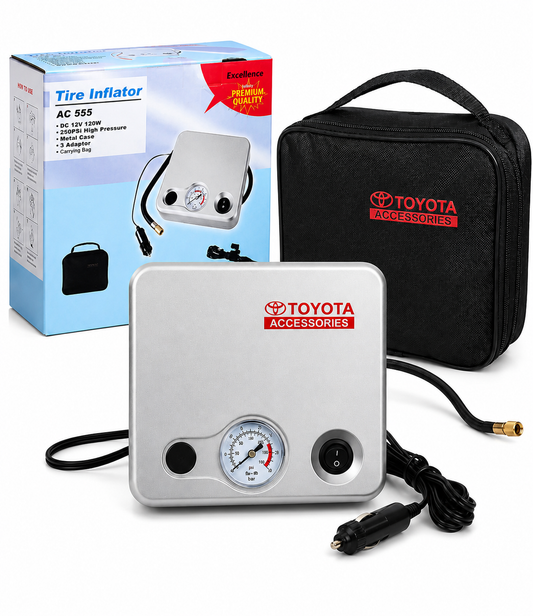 Toyota 12V Tire Inflator 80 PSI – Fast Portable Air Compressor Pump for Cars, SUVs & Emergency Roadside Use